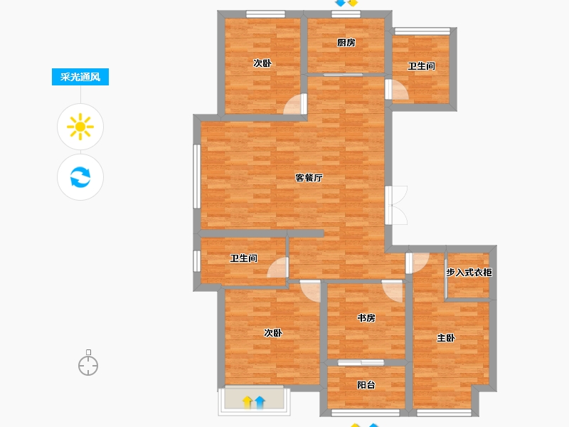 浙江省-嘉兴市-中筑名璟府-100.00-户型库-采光通风