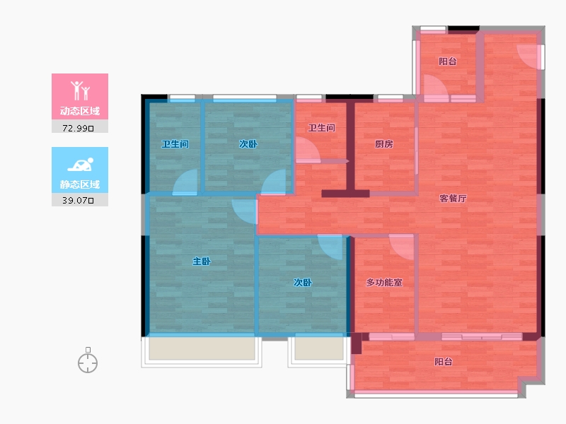 湖南省-衡阳市-奥园铂誉府-100.90-户型库-动静分区