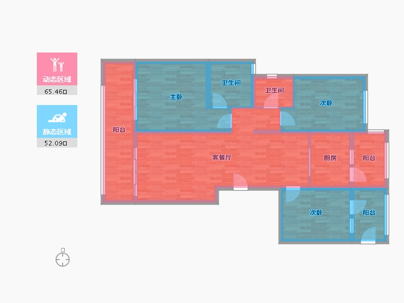 河北省-邢台市-七拾九号院-104.74-户型库-动静分区