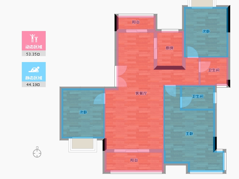 江西省-九江市-宝梁东苑-87.72-户型库-动静分区