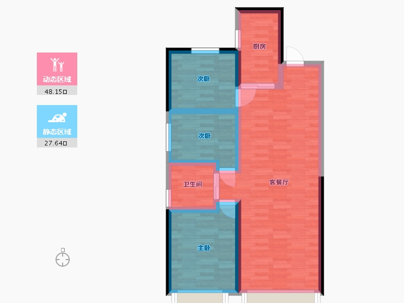 吉林省-长春市-碧桂园星钻-66.54-户型库-动静分区