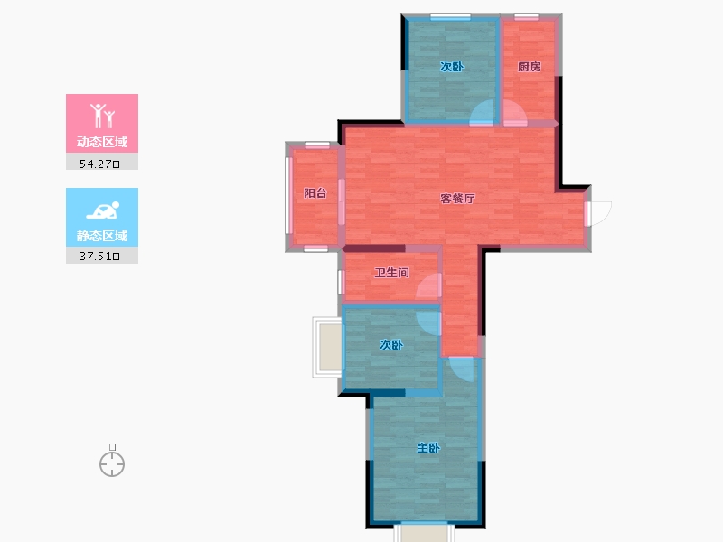 河南省-郑州市-观澜郡-80.99-户型库-动静分区