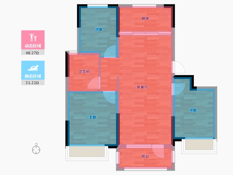 山东省-青岛市-鑫江花漾里-70.00-户型库-动静分区