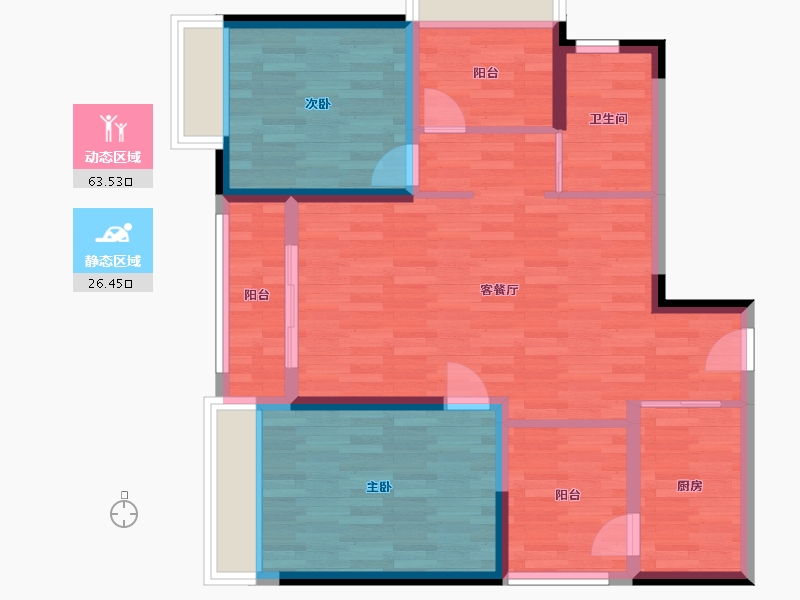 广东省-惠州市-方直城市时代-79.39-户型库-动静分区