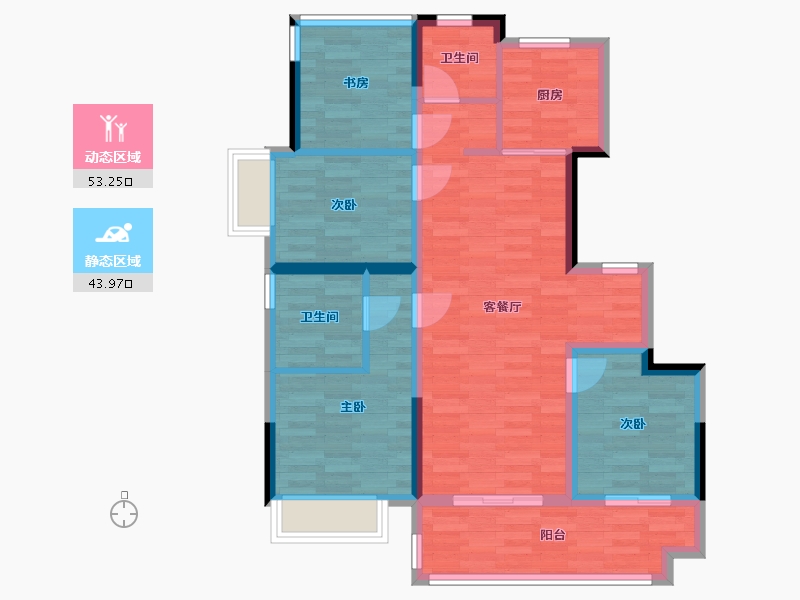 安徽省-合肥市-龙湖西宸原著-85.38-户型库-动静分区