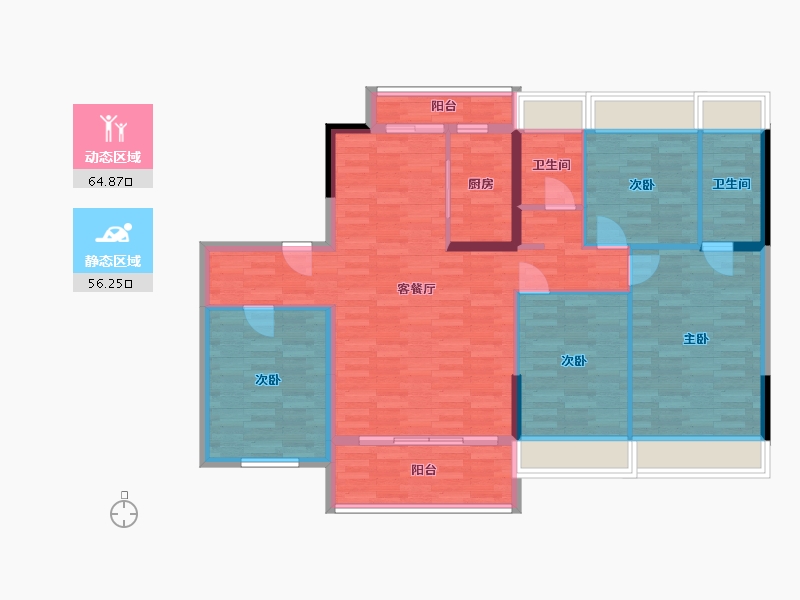 广东省-江门市-恩平碧桂园-108.00-户型库-动静分区