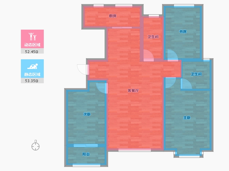 河北省-沧州市-阳光名邸-93.62-户型库-动静分区