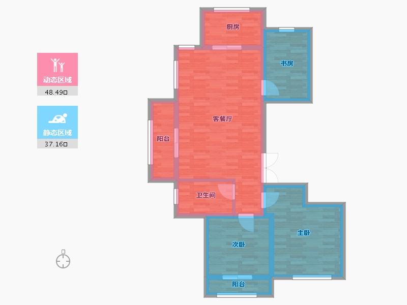 山东省-济宁市-曲阜市绿城正信苑-74.94-户型库-动静分区