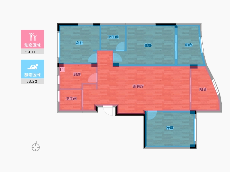 浙江省-杭州市-嘉凯城杭州中凯城市之光-105.81-户型库-动静分区