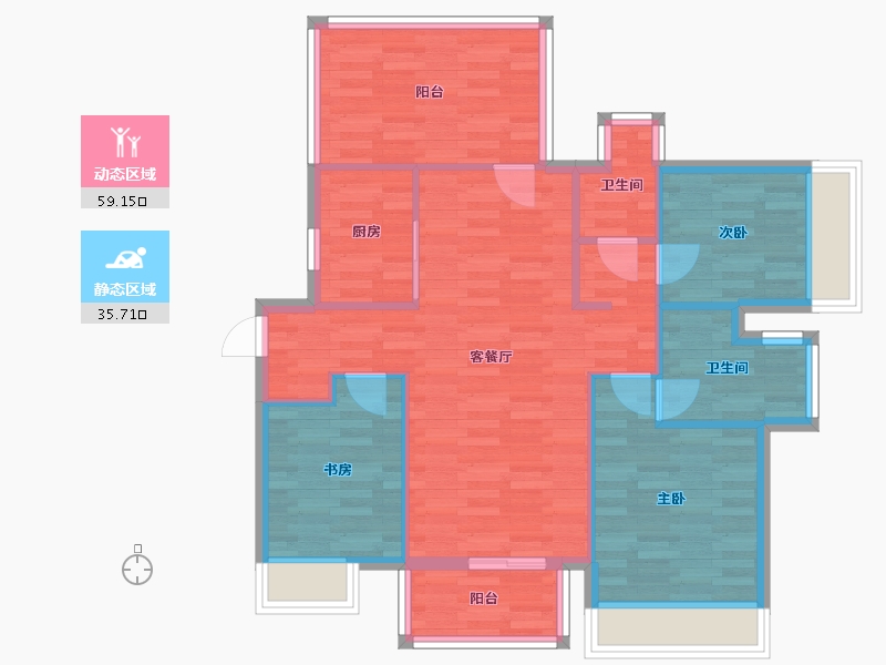 广西壮族自治区-南宁市-华发国宾壹号-84.99-户型库-动静分区