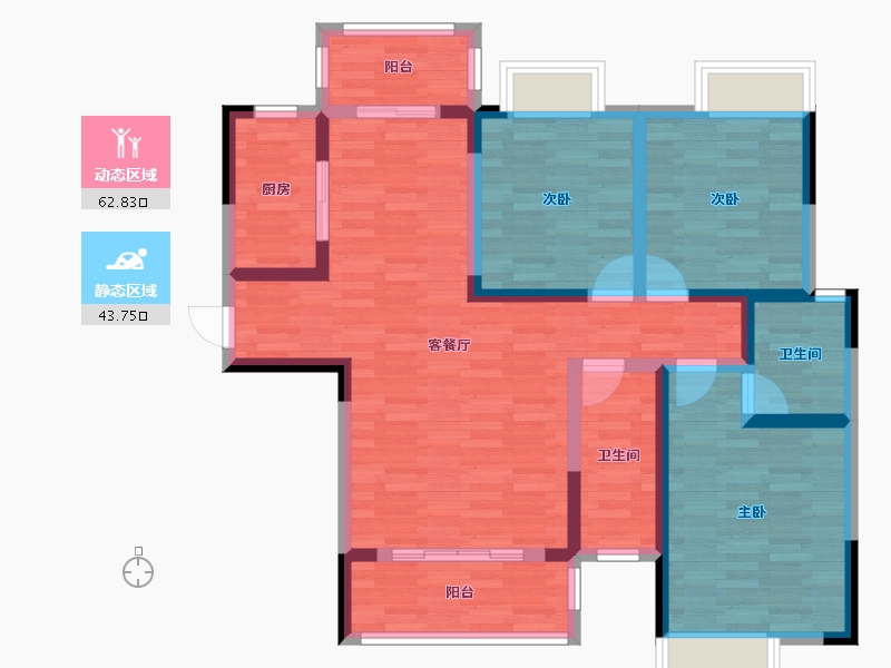 湖南省-益阳市-书香苑-93.86-户型库-动静分区