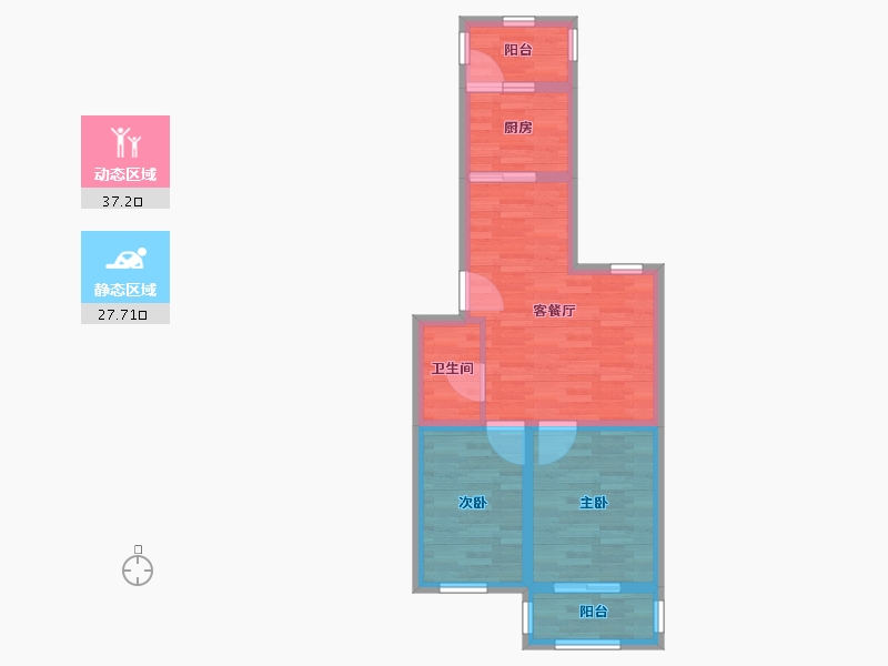 北京-北京市-东辰小区-57.06-户型库-动静分区