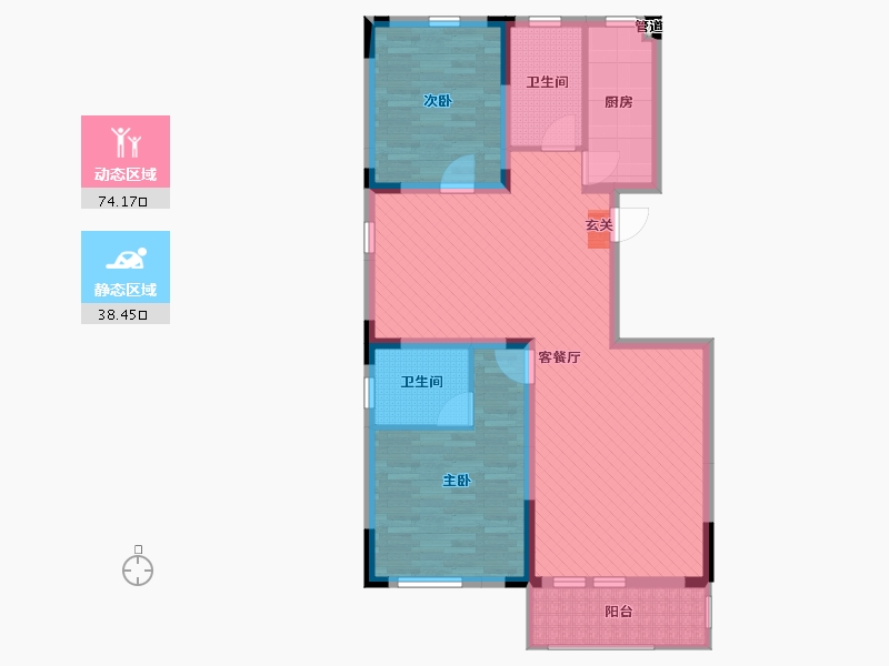 山东省-滨州市-御景花园(金海六路)-100.62-户型库-动静分区