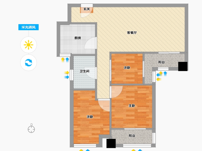 湖北省-武汉市-九龙仓月玺-62.73-户型库-采光通风