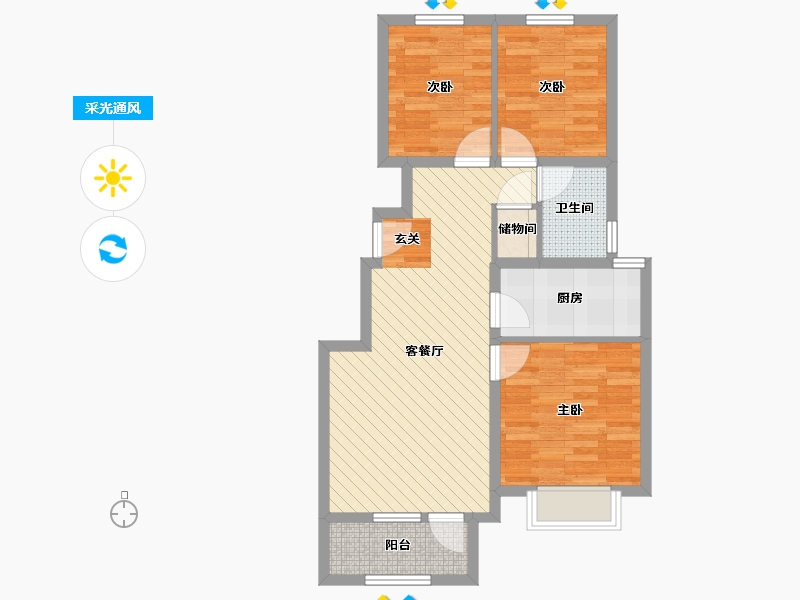 浙江省-杭州市-清城-71.20-户型库-采光通风