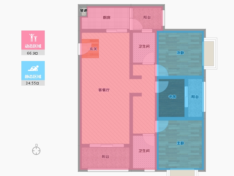 云南省-昆明市-润城十区-86.80-户型库-动静分区