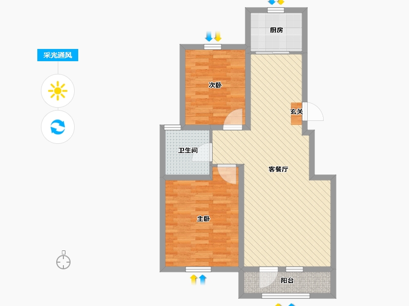 河南省-安阳市-金秋华城-68.83-户型库-采光通风