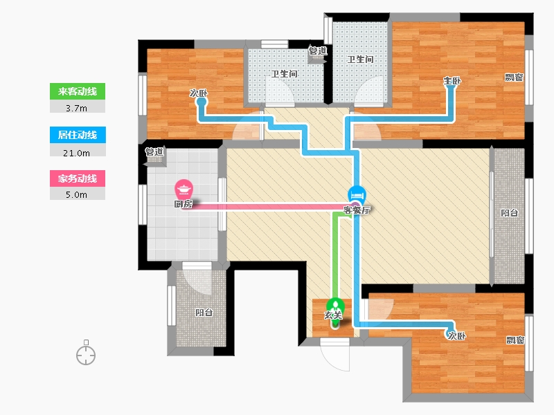 宁夏回族自治区-银川市-阅海一号院-88.76-户型库-动静线