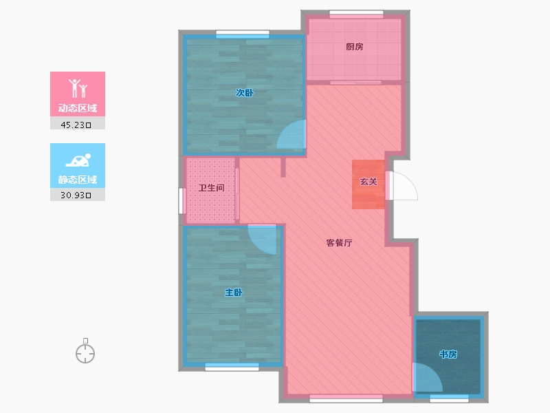 新疆维吾尔自治区-昌吉回族自治州-晨光绿景花园-68.63-户型库-动静分区