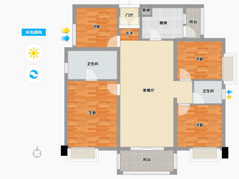 福建省-泉州市-龙湖嘉天下-110.35-户型库-采光通风