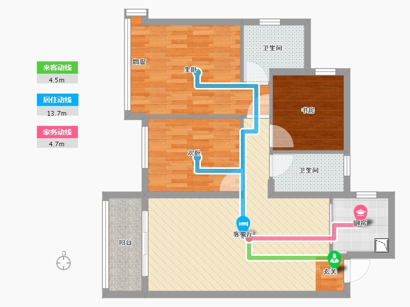 浙江省-绍兴市-梅墅水庄右边生活阳台没有-78.92-户型库-动静线