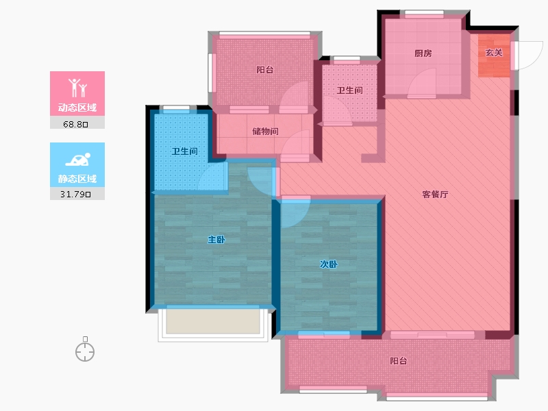 安徽省-铜陵市-中梁熙华府-86.40-户型库-动静分区