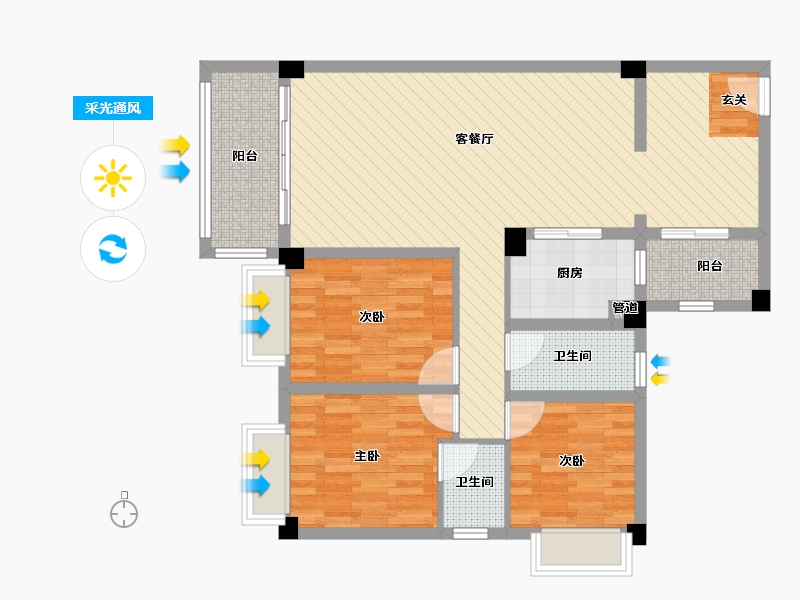 广东省-韶关市-岭南1号公馆-93.34-户型库-采光通风