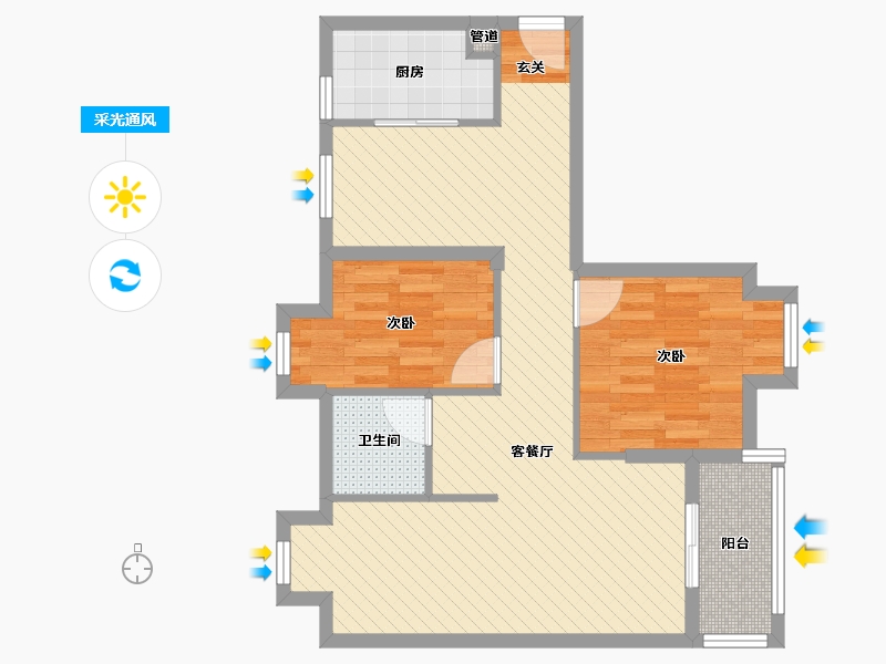 湖北省-武汉市-永利新城东苑-69.10-户型库-采光通风