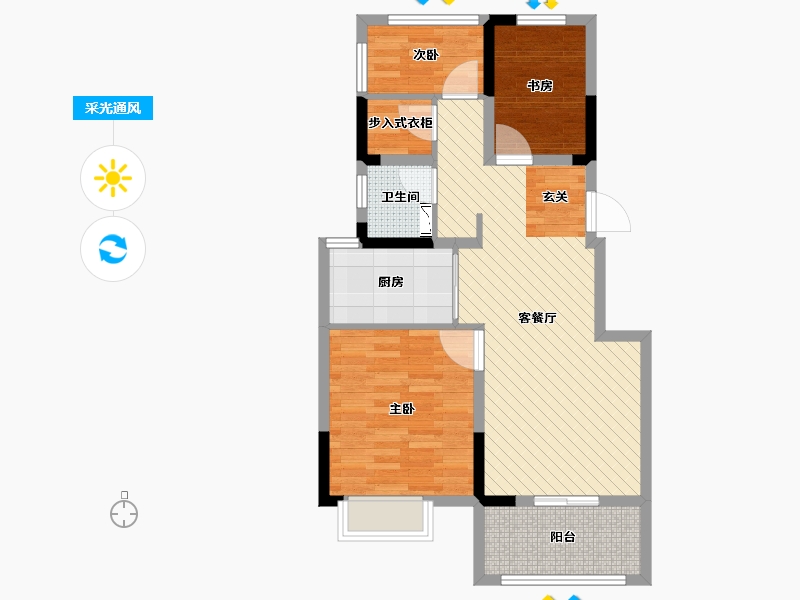 江苏省-南京市-奥克斯钟山府-71.20-户型库-采光通风