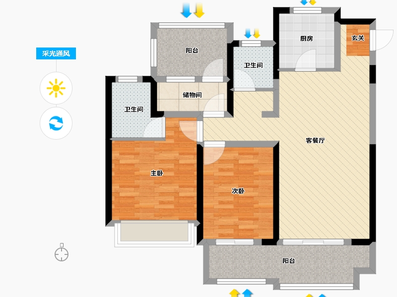 安徽省-铜陵市-中梁熙华府-86.40-户型库-采光通风