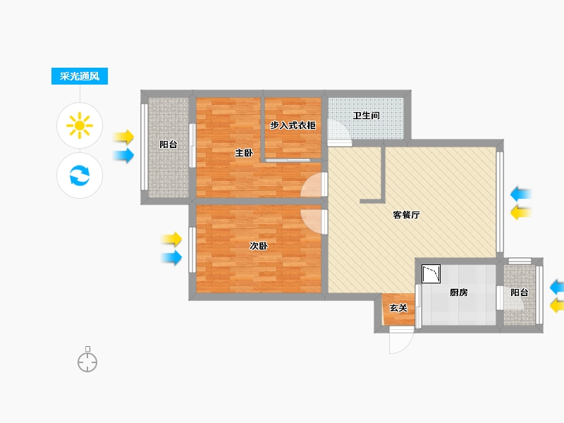 江苏省-无锡市-新安花苑五期-72.00-户型库-采光通风