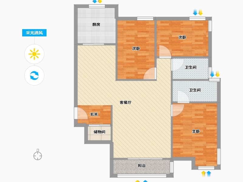 山东省-烟台市-世纪华府-94.47-户型库-采光通风