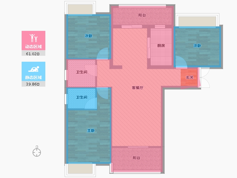 湖北省-黄石市-金湖星城-88.33-户型库-动静分区