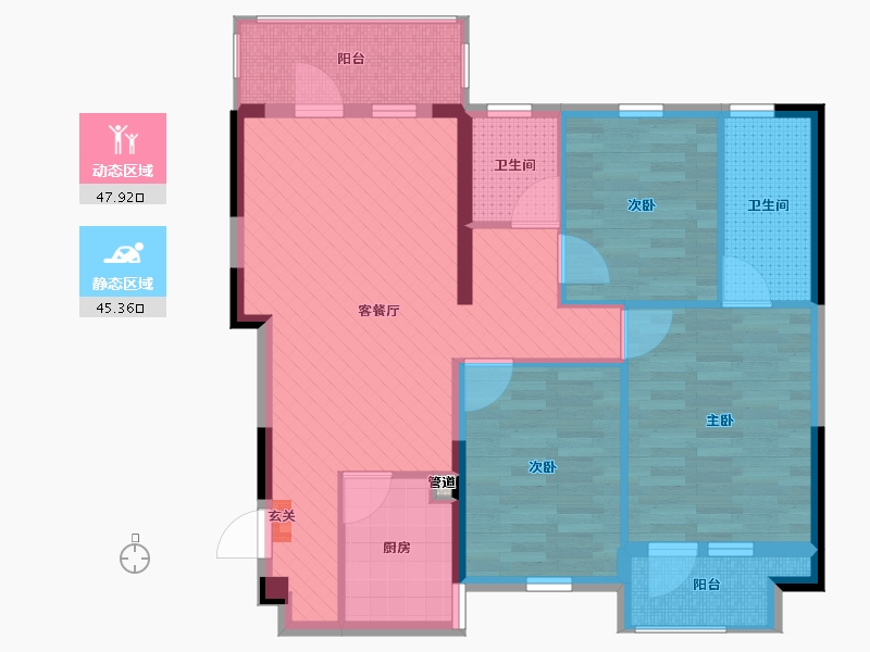 湖北省-荆门市-华洲园荆门中心-82.43-户型库-动静分区