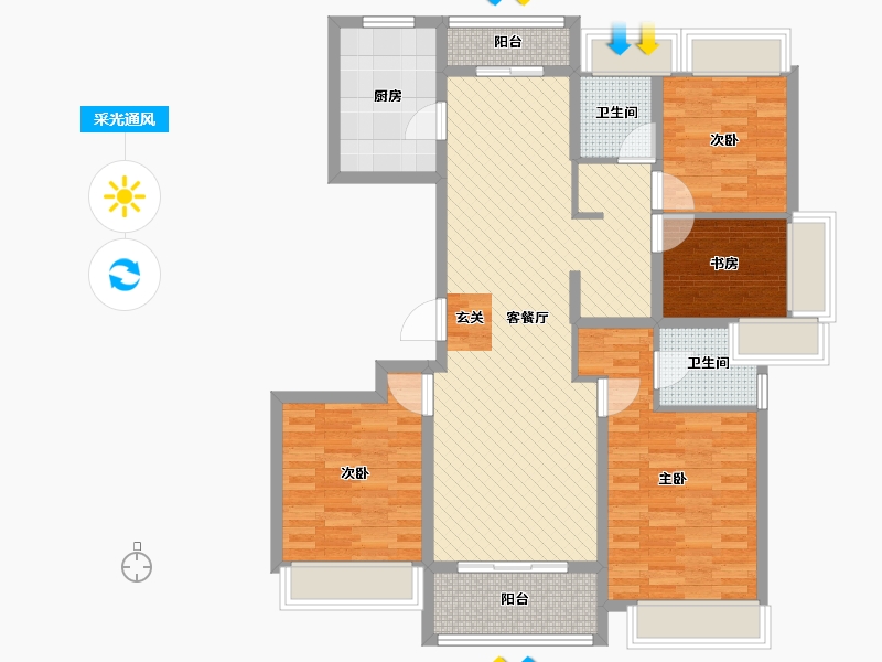 江苏省-盐城市-锦绣华府-105.98-户型库-采光通风