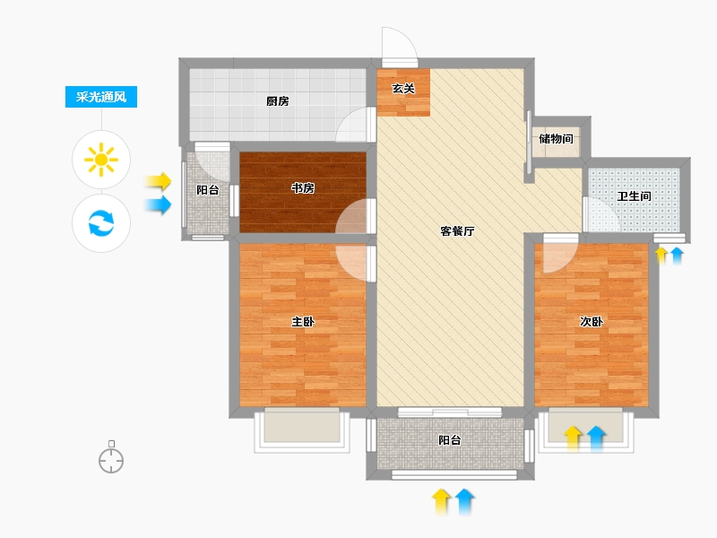 山西省-运城市-天鹅湾-78.66-户型库-采光通风