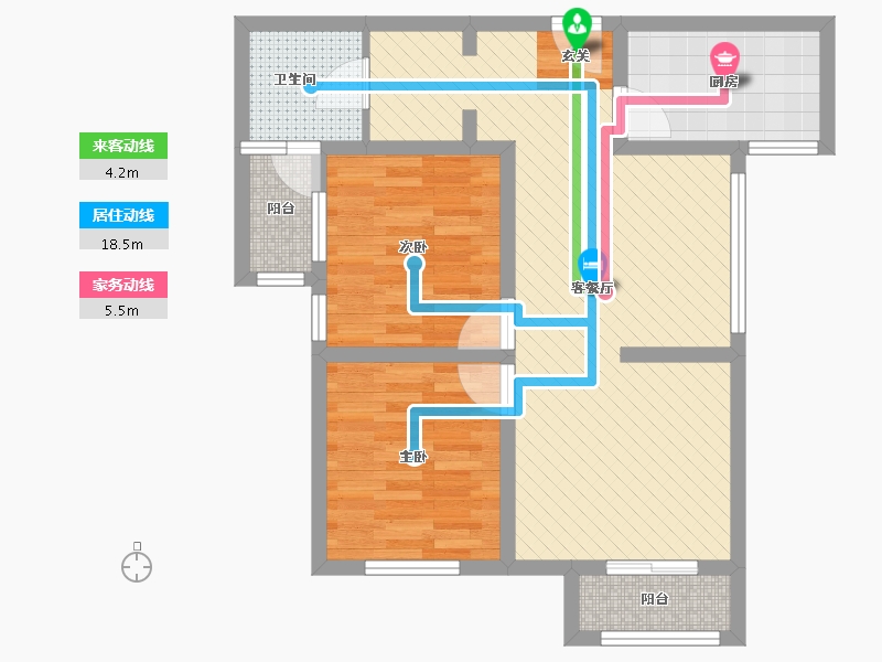 天津-天津市-鸿儒新园-66.30-户型库-动静线