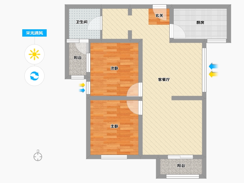 天津-天津市-鸿儒新园-66.30-户型库-采光通风