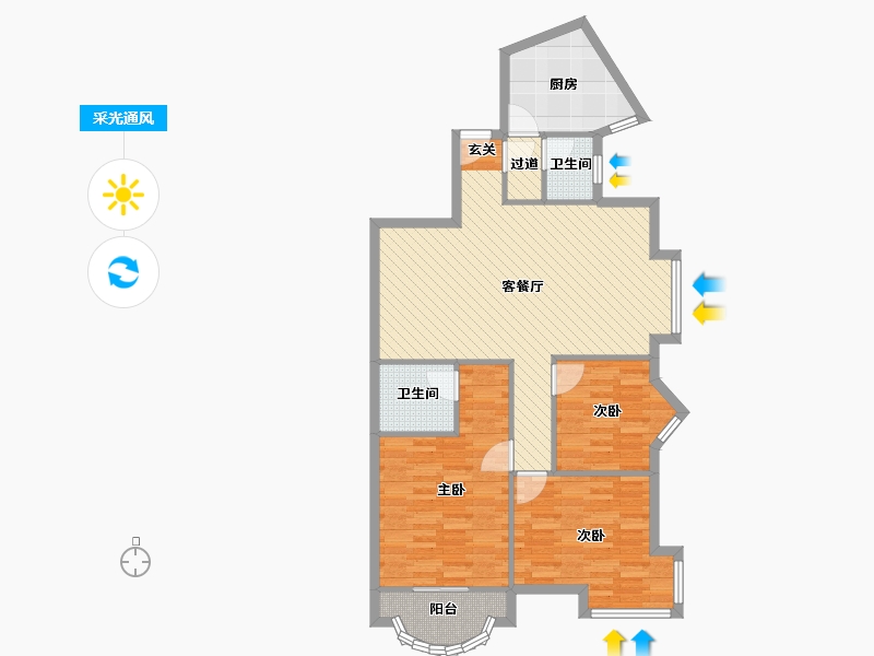 江苏省-南京市-明发滨江新城三期-94.85-户型库-采光通风