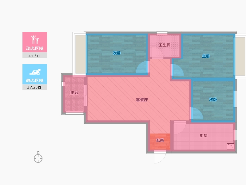 山西省-吕梁市-沃尔玛小区-75.14-户型库-动静分区