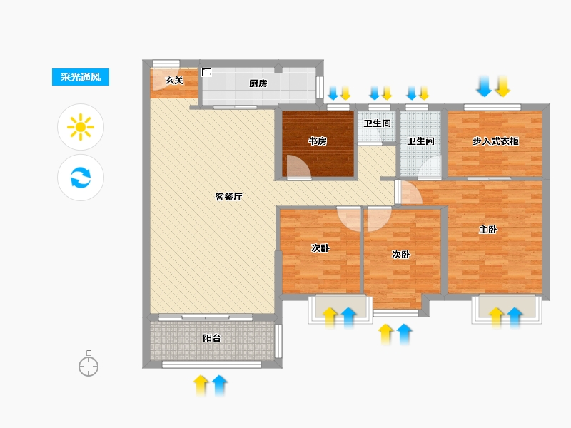 广东省-中山市-佳境康城-103.40-户型库-采光通风