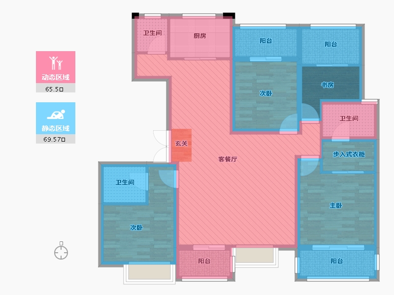 陕西省-西安市-龙记玖玺-116.96-户型库-动静分区