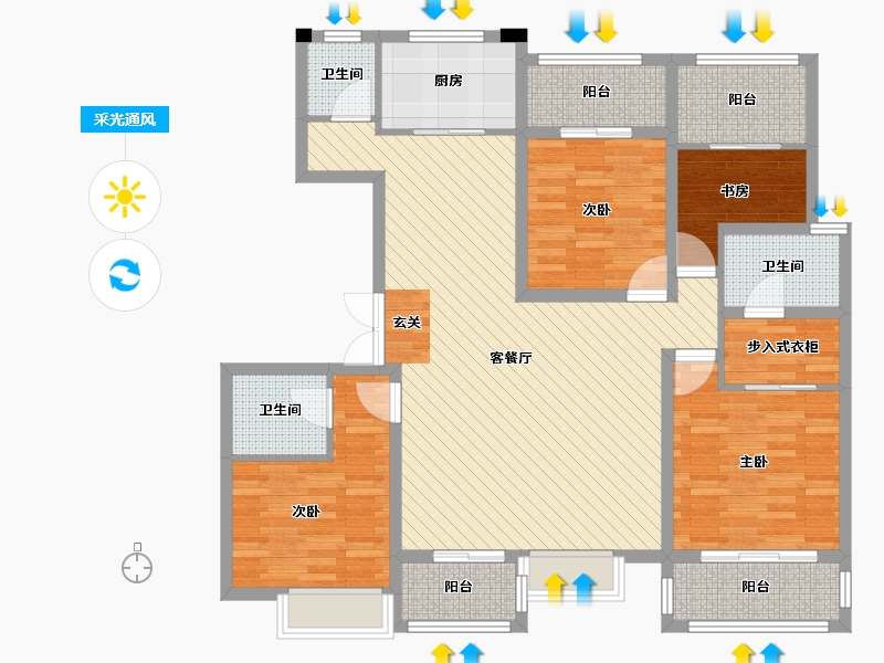 陕西省-西安市-龙记玖玺-116.96-户型库-采光通风