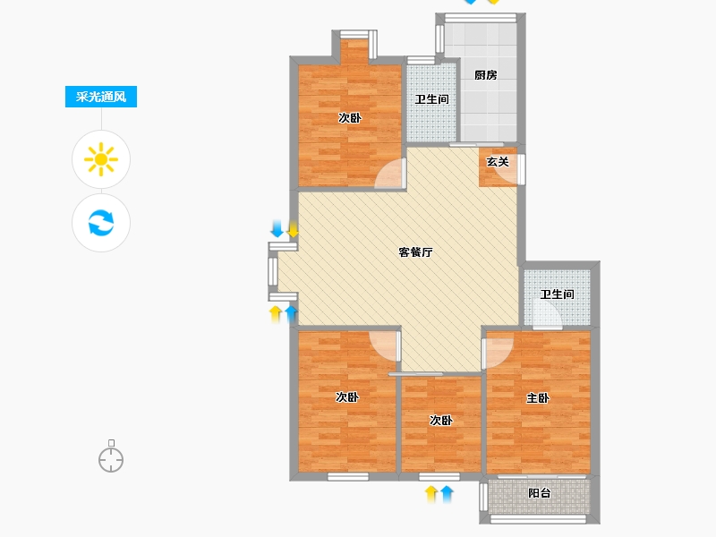 江苏省-南京市-新禧家园-3号楼-86.21-户型库-采光通风