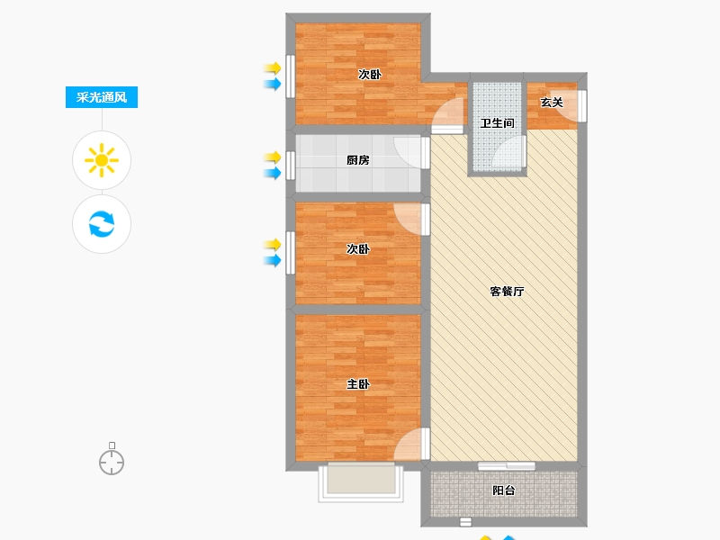 陕西省-宝鸡市-联盟雅居苑-81.61-户型库-采光通风