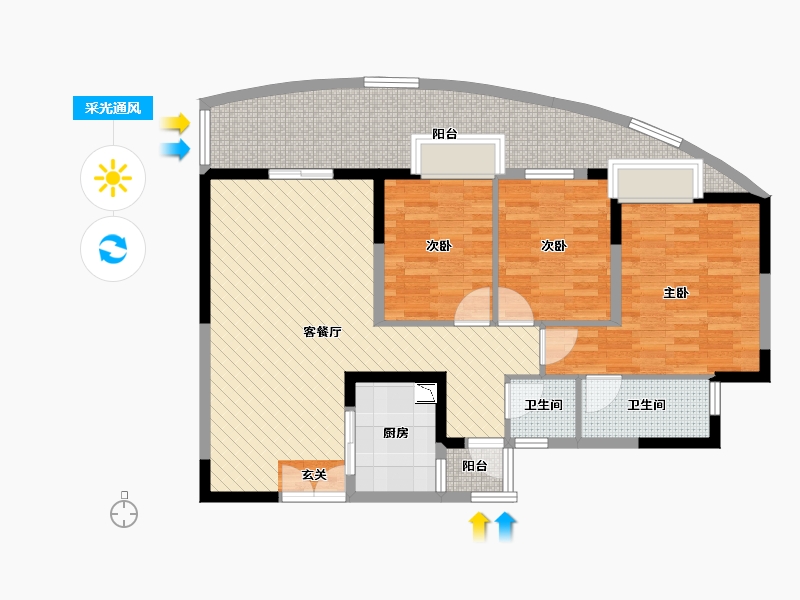 四川省-泸州市-碧桂园生态城-102.18-户型库-采光通风