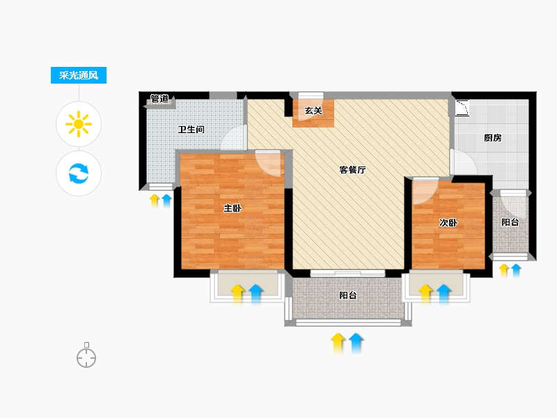 江苏省-无锡市-无锡恒大绿洲四期-69.20-户型库-采光通风