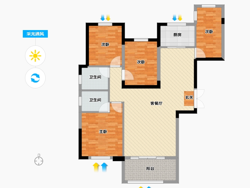 湖北省-黄冈市-誉天下尚都-101.25-户型库-采光通风