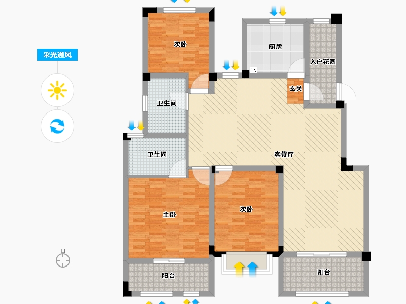 江苏省-南通市-瑞景华府-118.43-户型库-采光通风