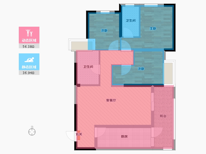 重庆-重庆市-龙湖春森彼岸-81.02-户型库-动静分区